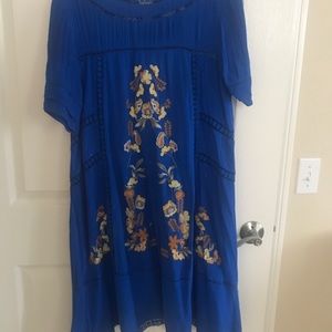 Blue embroidered dress